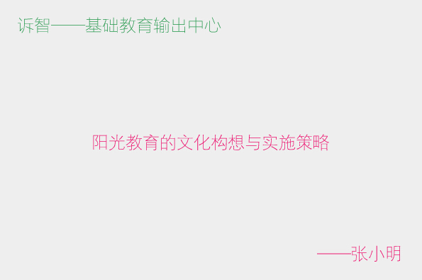 阳光教育的文化构想与实施策略_张小明(诉智内参)